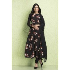 CTL-128 BLACK CREPE AND CHIFFON PRINTED READY MADE SALWAR SUIT